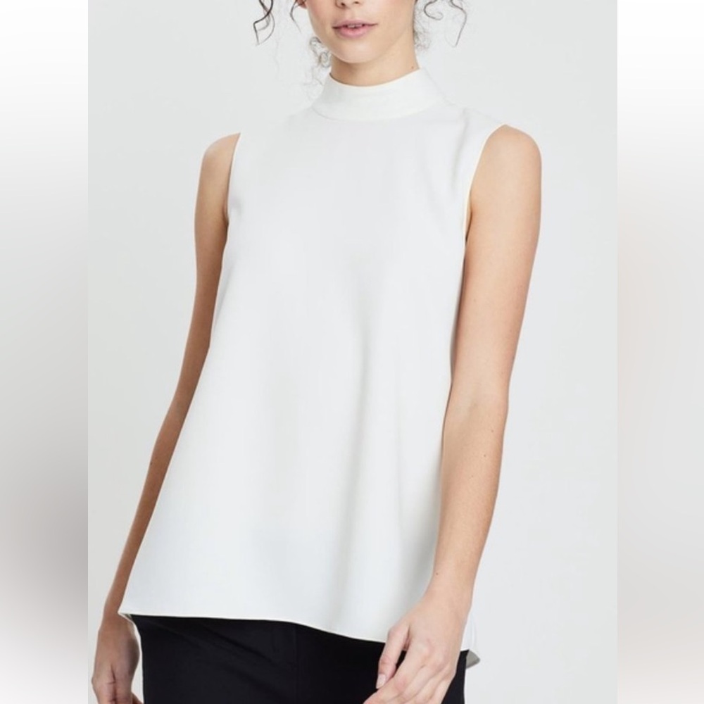 Theory White Sleeveless Mock Neck Tank Top